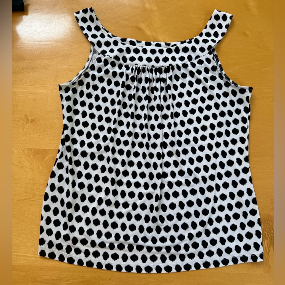 Calvin Klein Black and White Polka Dot Tank Top Blouse